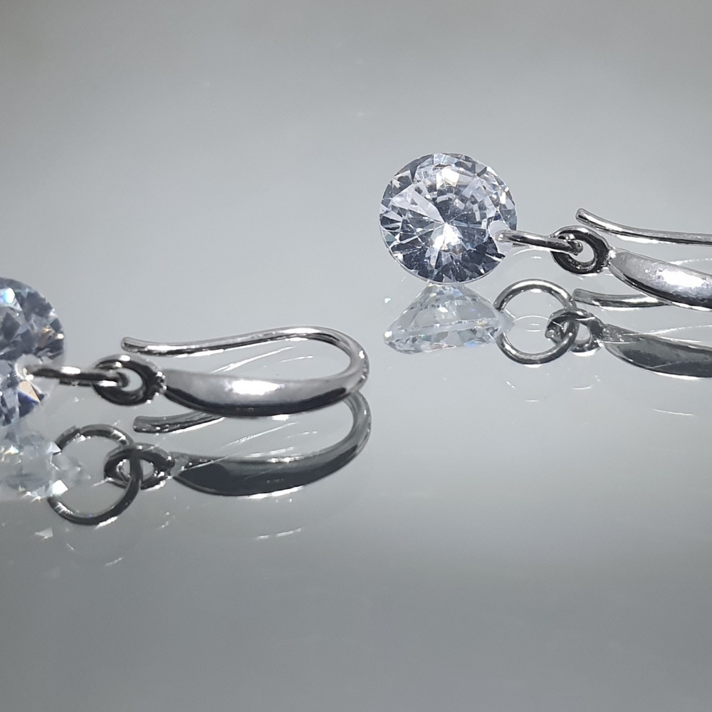 Silver Crystal Drop Earrings